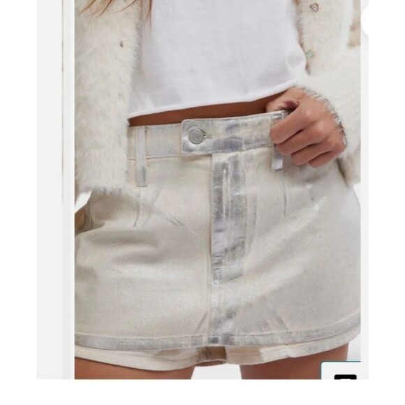 Free People Gala-Vanting Low Rise Mini Skort Metallic Mirrorball Size 29 - Picture 1 of 8